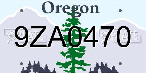 9ZA0470 Oregon License Plate