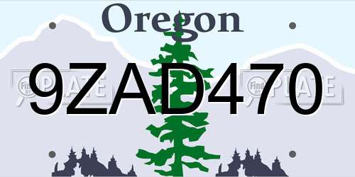 9ZAD470 Oregon License Plate