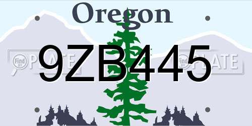 9ZB445 Oregon License Plate