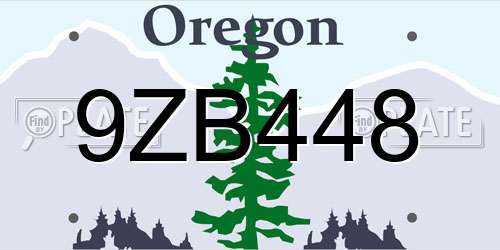 9ZB448 Oregon License Plate