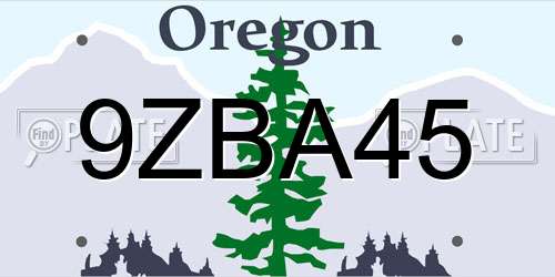 9ZBA45 Oregon License Plate