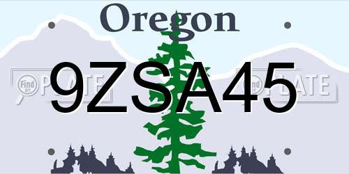 9ZSA45 Oregon License Plate