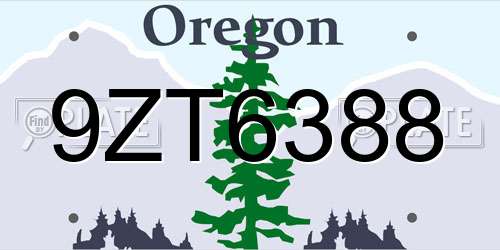 9ZT6388 Oregon License Plate