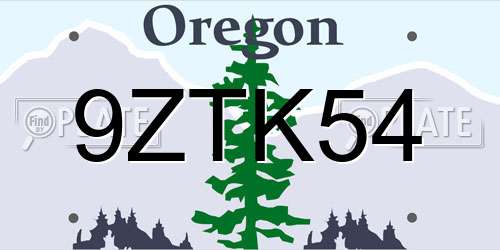 9ZTK54 Oregon License Plate