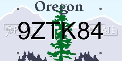 9ZTK84 Oregon License Plate