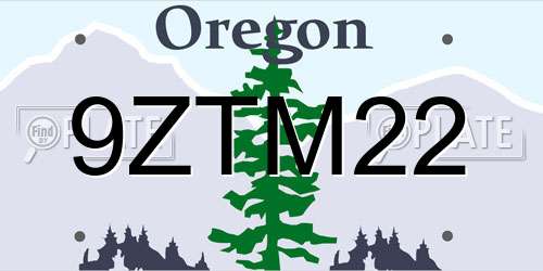 9ZTM22 Oregon License Plate