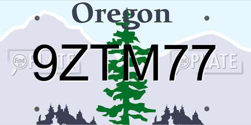 9ZTM77 Oregon License Plate