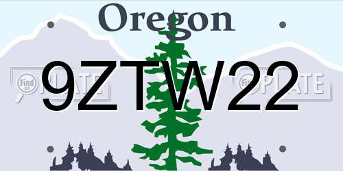 9ZTW22 Oregon License Plate