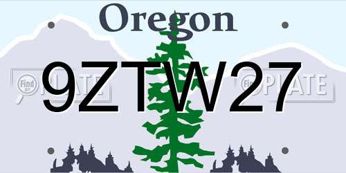 9ZTW27 Oregon License Plate