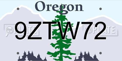9ZTW72 Oregon License Plate