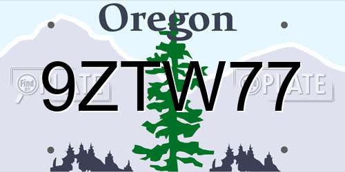 9ZTW77 Oregon License Plate