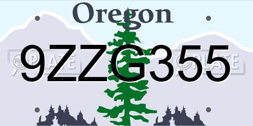 9ZZG355 Oregon License Plate
