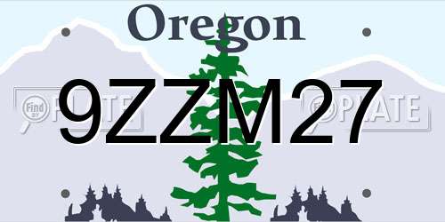 9ZZM27 Oregon License Plate