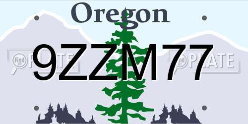 9ZZM77 Oregon License Plate