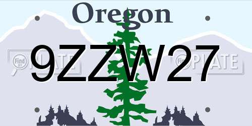 9ZZW27 Oregon License Plate