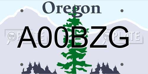 A00BZG Oregon License Plate
