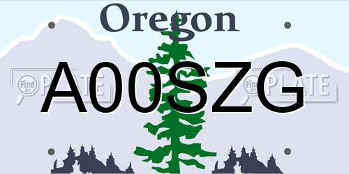 A00SZG Oregon License Plate