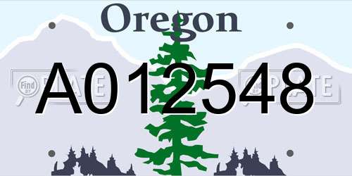 A012548 Oregon License Plate