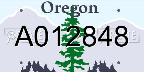 A012848 Oregon License Plate