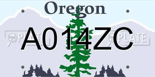 A014ZC Oregon License Plate