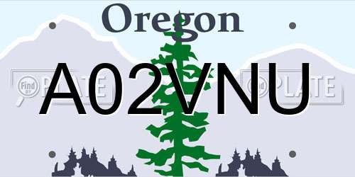 A02VNU Oregon License Plate