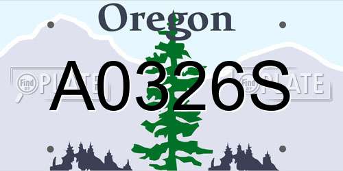 A0326S Oregon License Plate