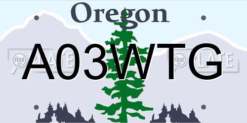 A03WTG Oregon License Plate