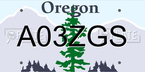 A03ZGS Oregon License Plate