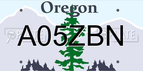 A05ZBN Oregon License Plate