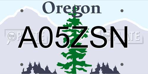 A05ZSN Oregon License Plate