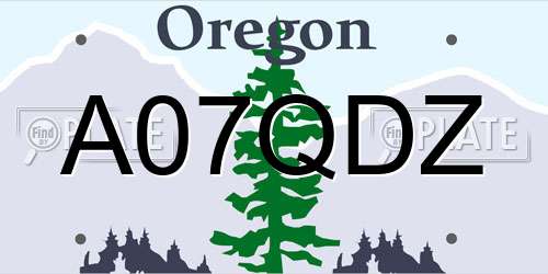 A07QDZ Oregon License Plate