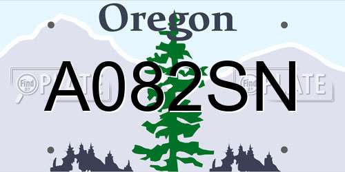 A082SN Oregon License Plate