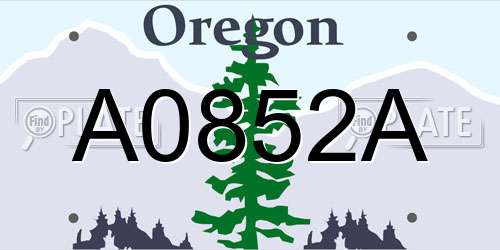 A0852A Oregon License Plate