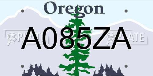 A085ZA Oregon License Plate