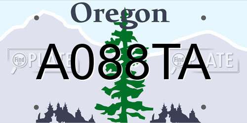 A088TA Oregon License Plate