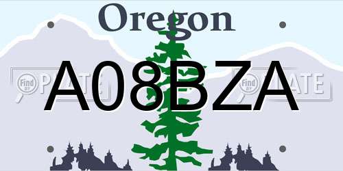 A08BZA Oregon License Plate