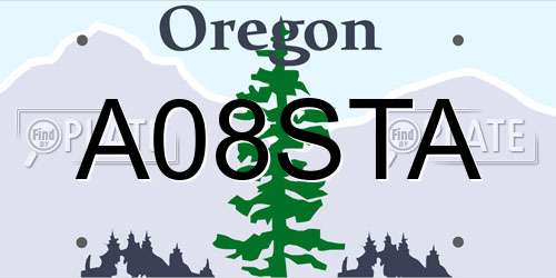 A08STA Oregon License Plate