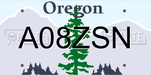 A08ZSN Oregon License Plate