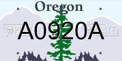 A0920A Oregon License Plate