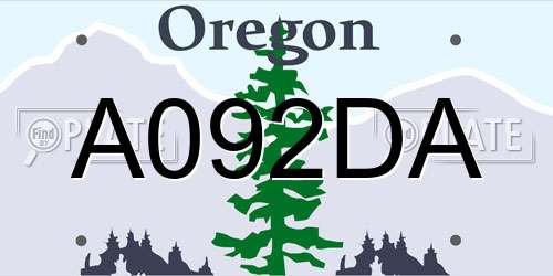A092DA Oregon License Plate