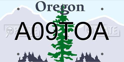 A09TOA Oregon License Plate