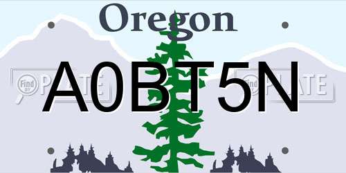 A0BT5N Oregon License Plate