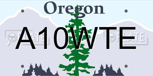 A10WTE Oregon License Plate