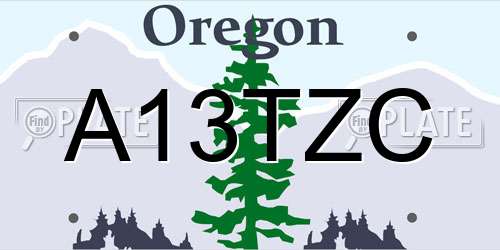 A13TZC Oregon License Plate