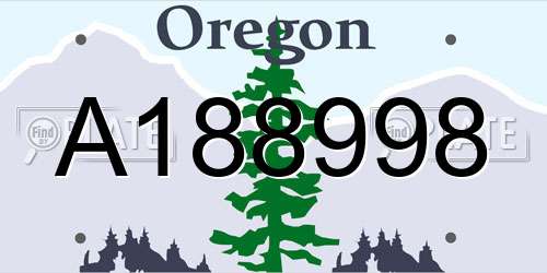 A188998 Oregon License Plate