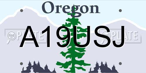 A19USJ Oregon License Plate