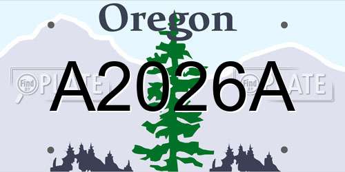 A2026A Oregon License Plate