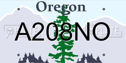 A208NO Oregon License Plate