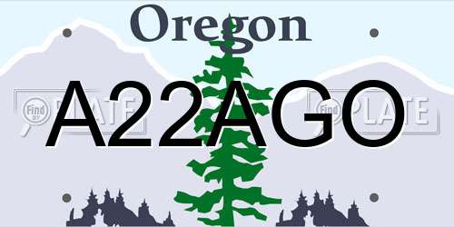 A22AGO Oregon License Plate