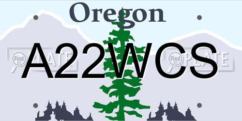 A22WCS Oregon License Plate